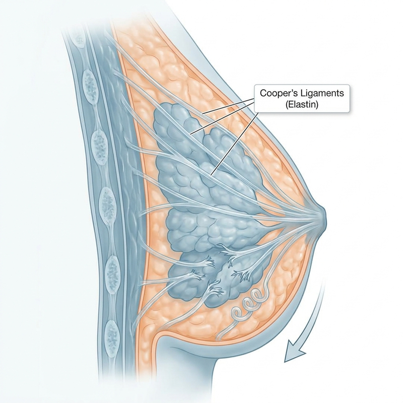 REASON 2: THE SUPPORT STRUCTURE INSIDE YOUR BREASTS IS HELD UP BY ELASTIN